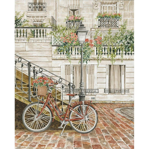 Cobblestone Charm  White Modern Wood Framed Art Print by Jacobs, Cindy