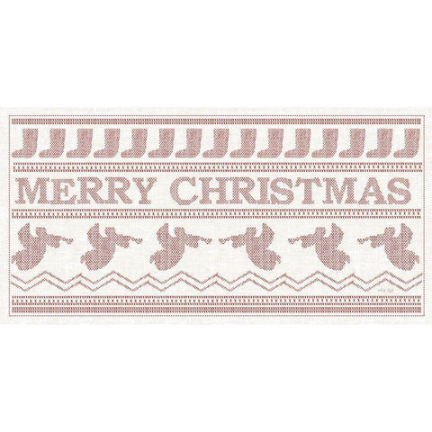 Merry Christmas Stitchery    White Modern Wood Framed Art Print by Jacobs, Cindy