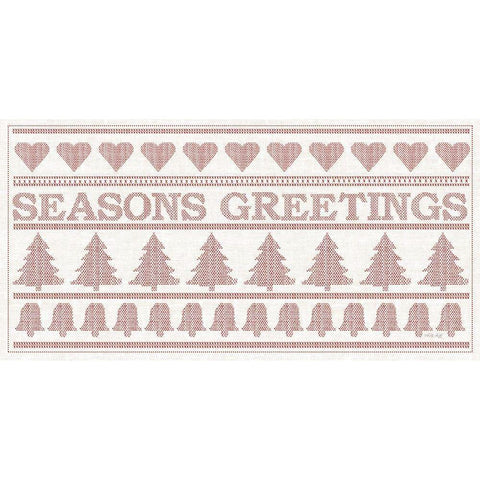 Seasons Greetings Stitchery   White Modern Wood Framed Art Print by Jacobs, Cindy