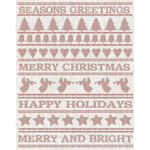 Holiday Sentiments Stitchery I  White Modern Wood Framed Art Print by Jacobs, Cindy