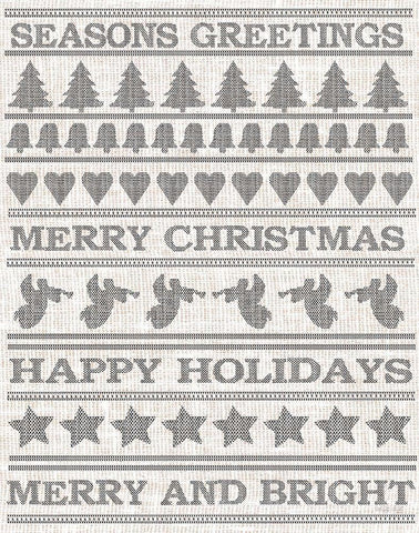 Holiday Sentiments Stitchery II  White Modern Wood Framed Art Print with Double Matting by Jacobs, Cindy