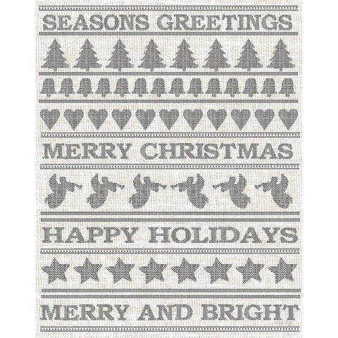 Holiday Sentiments Stitchery II  Black Modern Wood Framed Art Print with Double Matting by Jacobs, Cindy