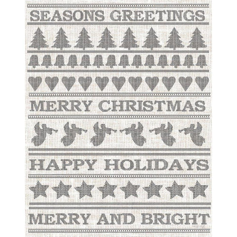 Holiday Sentiments Stitchery II  Black Modern Wood Framed Art Print by Jacobs, Cindy