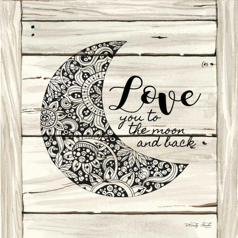 Love You to the Moon    White Modern Wood Framed Art Print by Jacobs, Cindy