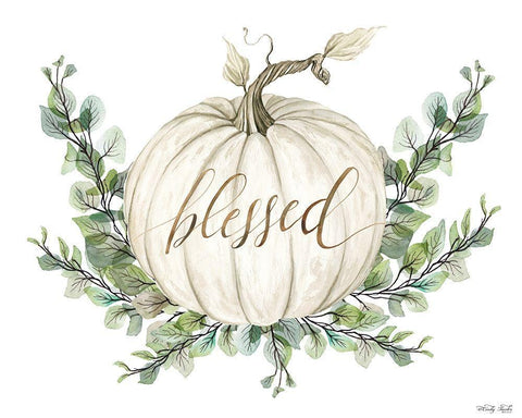 Blessed Pumpkins White Modern Wood Framed Art Print with Double Matting by Jacobs, Cindy