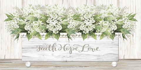 Faith Hope Love Wood Box White Modern Wood Framed Art Print with Double Matting by Jacobs, Cindy