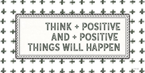 Think + Positive White Modern Wood Framed Art Print with Double Matting by Jacobs, Cindy