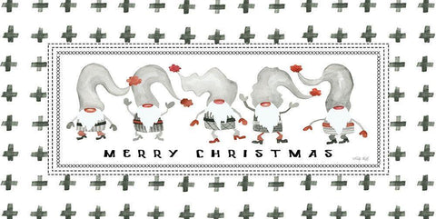 Merry Christmas Gnomes White Modern Wood Framed Art Print with Double Matting by Jacobs, Cindy