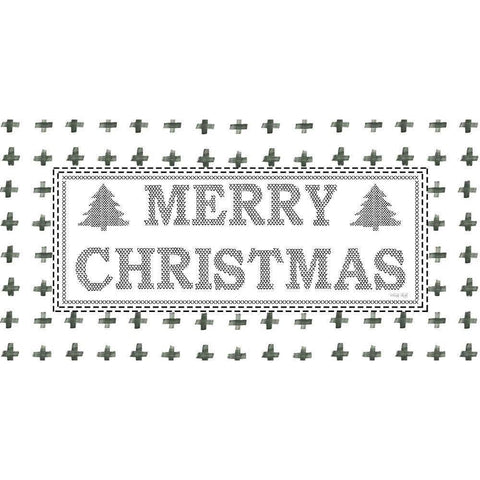 Merry Christmas Stitchery  Gold Ornate Wood Framed Art Print with Double Matting by Jacobs, Cindy