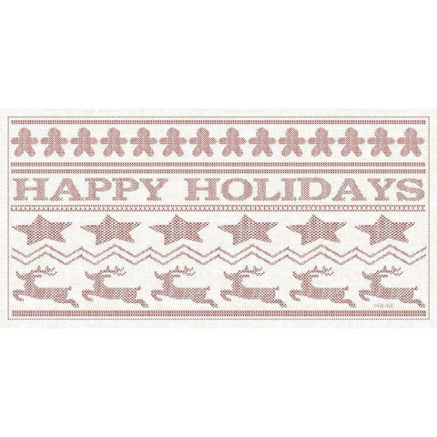 Happy Holidays Stitchery Black Modern Wood Framed Art Print with Double Matting by Jacobs, Cindy