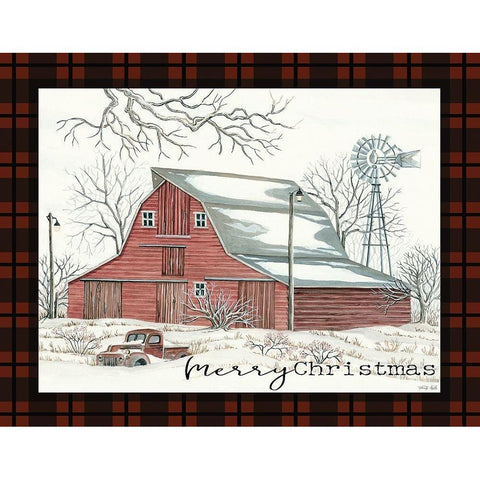 Merry Christmas Farm White Modern Wood Framed Art Print by Jacobs, Cindy