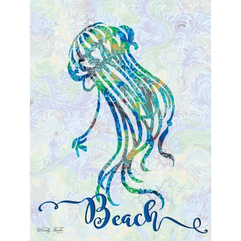 Beach - Jellyfish Black Modern Wood Framed Art Print by Jacobs, Cindy