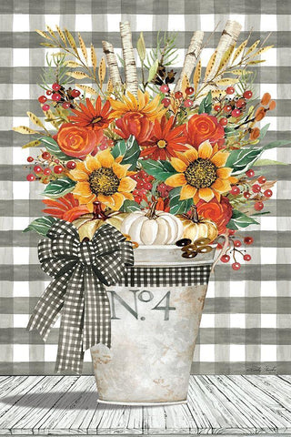 No. 4 Autumn Floral Arrangement Black Ornate Wood Framed Art Print with Double Matting by Jacobs, Cindy