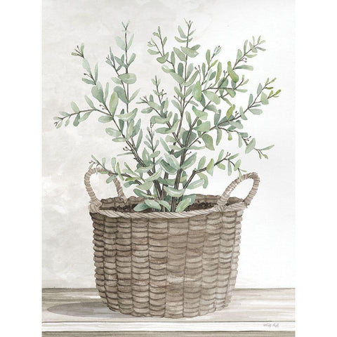 Eucalyptus Basket     White Modern Wood Framed Art Print by Jacobs, Cindy