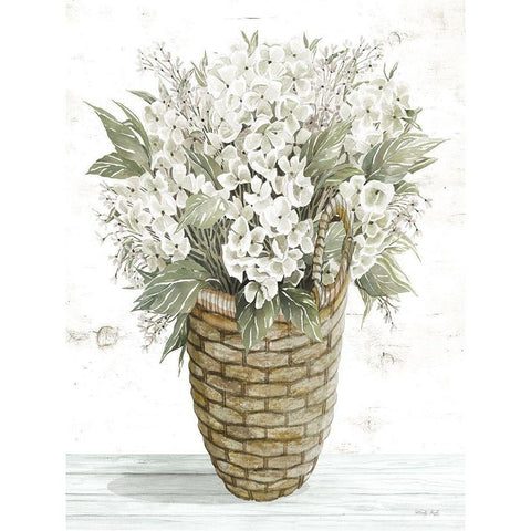 Hydrangea Basket    White Modern Wood Framed Art Print by Jacobs, Cindy