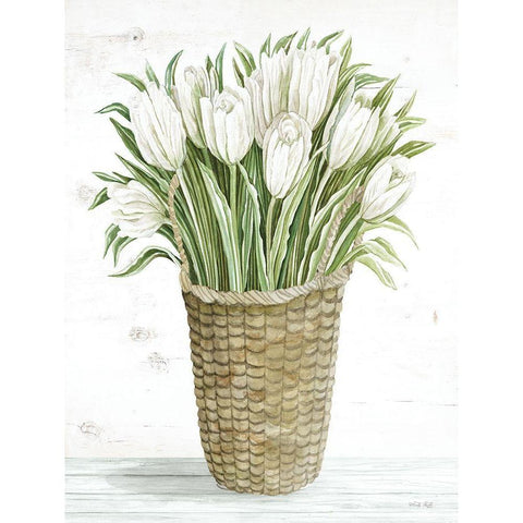 Tulip Basket Gold Ornate Wood Framed Art Print with Double Matting by Jacobs, Cindy