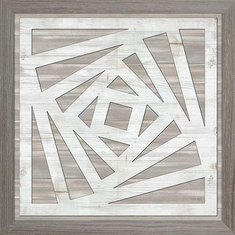 Geo Greige Deco 3 White Modern Wood Framed Art Print with Double Matting by Jacobs, Cindy