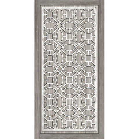 Geo Greige Deco Panel 4 Gold Ornate Wood Framed Art Print with Double Matting by Jacobs, Cindy