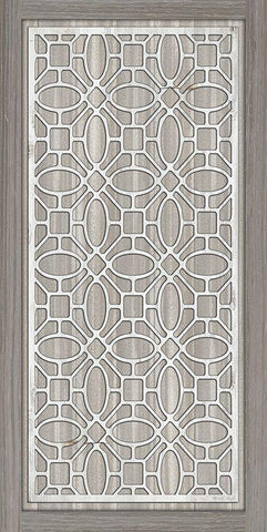 Geo Greige Deco Panel 4 Black Ornate Wood Framed Art Print with Double Matting by Jacobs, Cindy