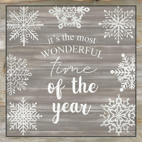 Wonderful Time of the Year Snowflakes White Modern Wood Framed Art Print by Jacobs, Cindy