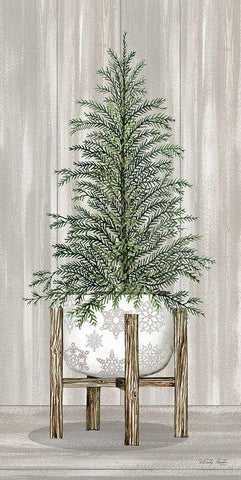 Potted Tree II White Modern Wood Framed Art Print with Double Matting by Jacobs, Cindy