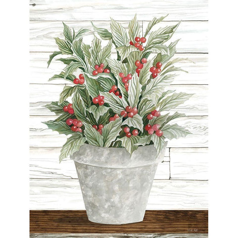 Pot of Holly White Modern Wood Framed Art Print by Jacobs, Cindy