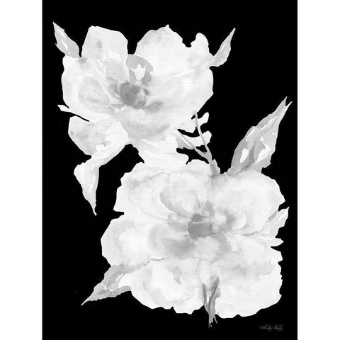 Black And White Flowers II Gold Ornate Wood Framed Art Print with Double Matting by Jacobs, Cindy