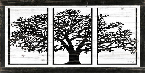 Geo Tree White Modern Wood Framed Art Print with Double Matting by Jacobs, Cindy