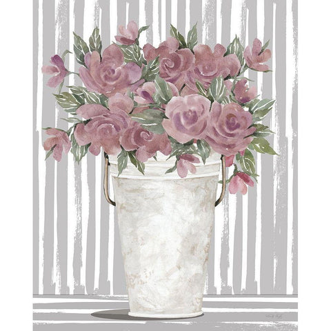 Pink Posies I White Modern Wood Framed Art Print by Jacobs, Cindy