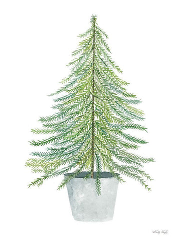 Fir Tree in Pot       White Modern Wood Framed Art Print with Double Matting by Jacobs, Cindy