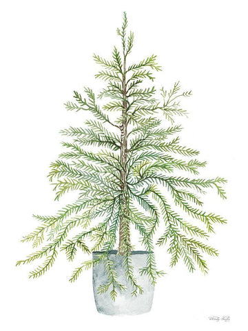 Pine Tree in Pot      White Modern Wood Framed Art Print with Double Matting by Jacobs, Cindy