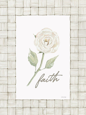 Faith Flower White Modern Wood Framed Art Print with Double Matting by Jacobs, Cindy