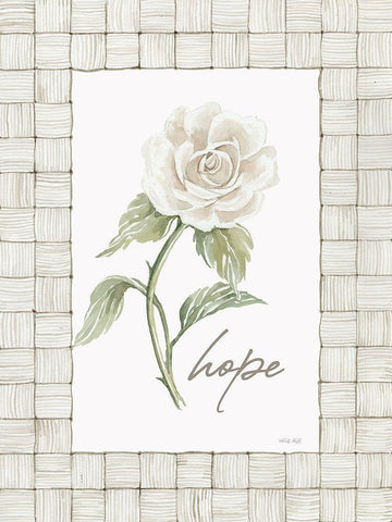 Hope Flower White Modern Wood Framed Art Print with Double Matting by Jacobs, Cindy