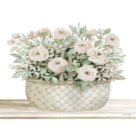 Basket of Ranunculus White Modern Wood Framed Art Print by Jacobs, Cindy