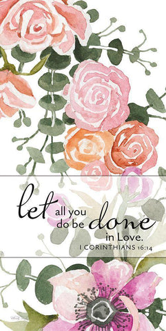 Let All You Do be Done in Love White Modern Wood Framed Art Print with Double Matting by Jacobs, Cindy