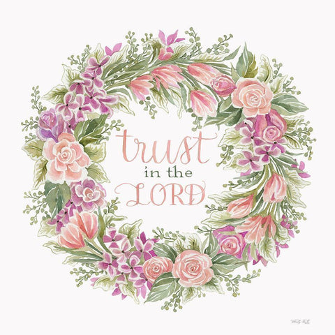 Trust in the Lord Floral Wreath Gold Ornate Wood Framed Art Print with Double Matting by Jacobs, Cindy