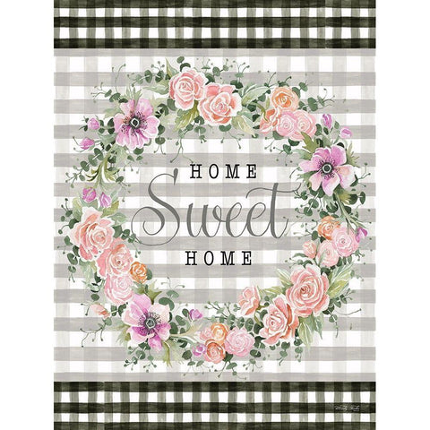 Home Sweet Home Gingham Black Modern Wood Framed Art Print with Double Matting by Jacobs, Cindy