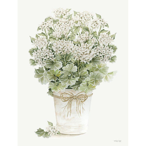 White Geraniums II Gold Ornate Wood Framed Art Print with Double Matting by Jacobs, Cindy