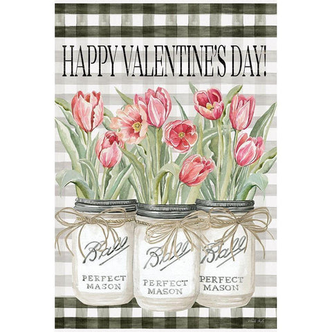 Happy Valentines Day Tulips White Modern Wood Framed Art Print by Jacobs, Cindy