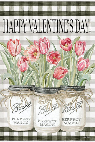 Happy Valentines Day Tulips White Modern Wood Framed Art Print with Double Matting by Jacobs, Cindy