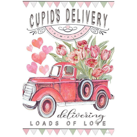 Cupids Delivery Truck Black Modern Wood Framed Art Print with Double Matting by Jacobs, Cindy