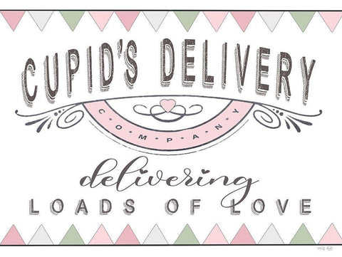 Cupids Delivery - Loads of Love Black Ornate Wood Framed Art Print with Double Matting by Jacobs, Cindy