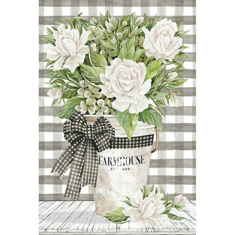 Farmhouse Roses Gold Ornate Wood Framed Art Print with Double Matting by Jacobs, Cindy