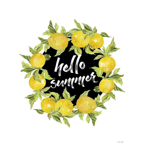 Hello Summer Lemons Gold Ornate Wood Framed Art Print with Double Matting by Jacobs, Cindy
