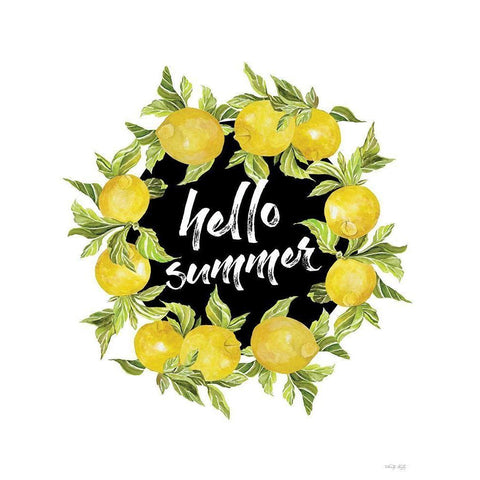 Hello Summer Lemons Black Modern Wood Framed Art Print with Double Matting by Jacobs, Cindy