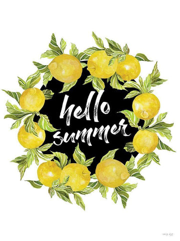 Hello Summer Lemons Black Ornate Wood Framed Art Print with Double Matting by Jacobs, Cindy