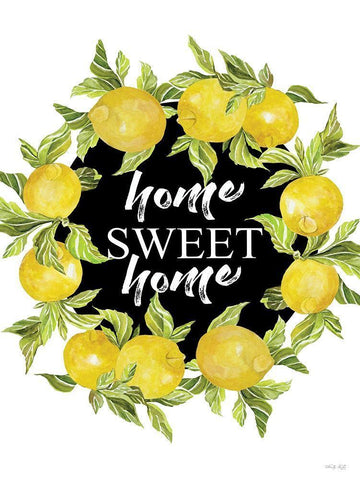 Home Sweet Home Lemons White Modern Wood Framed Art Print with Double Matting by Jacobs, Cindy