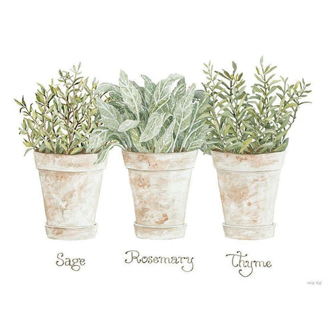 Herb Trio White Modern Wood Framed Art Print by Jacobs, Cindy