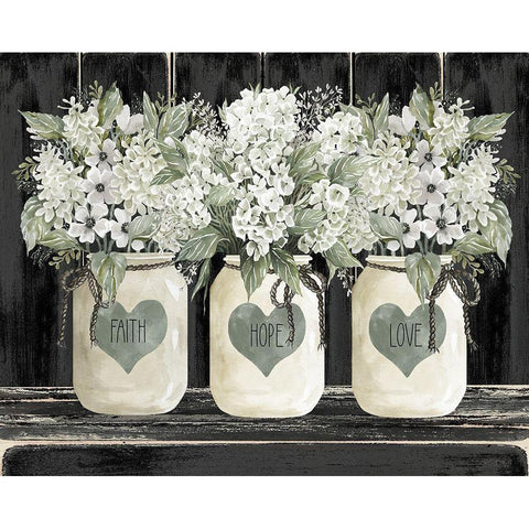 Faith-Hope-Love Crocks Black Modern Wood Framed Art Print by Jacobs, Cindy