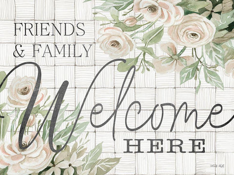 Friends and Family Welcome Here Black Ornate Wood Framed Art Print with Double Matting by Jacobs, Cindy